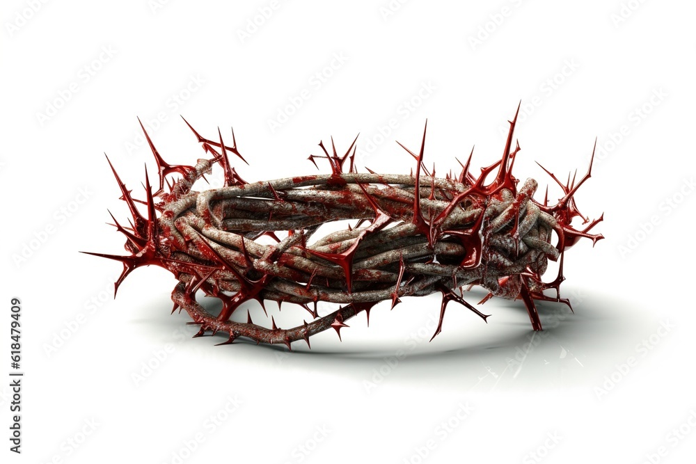 Fototapeta premium crucifixion crown of thorns isolated on white background. Generated by AI.