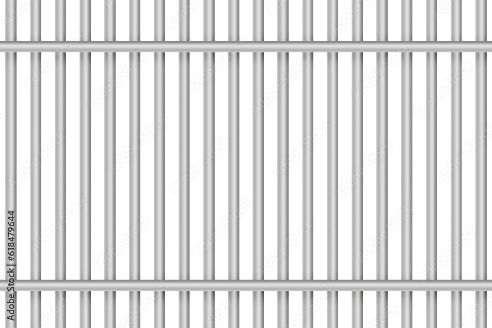 Prison metal bars or rods isolated on white background