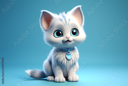 Funny 3D cat. Cute 3D kitten. AI generation  © Ирина Шемшура
