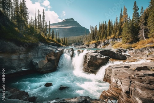 Waterfall in Yoho National Park  Canadian Rockies  Alberta  Canada