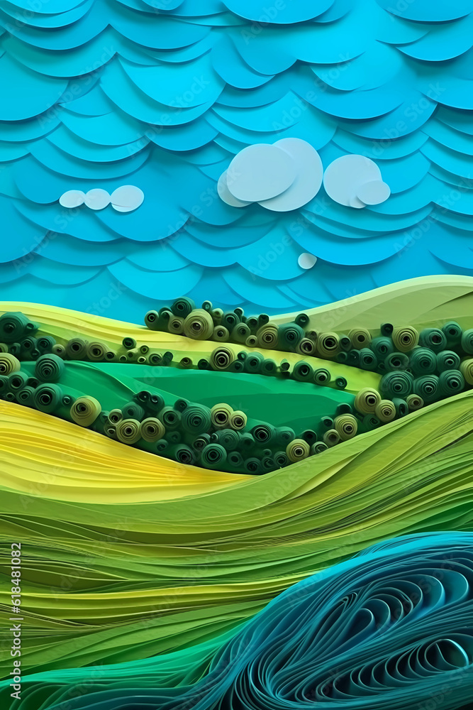 Obraz premium Plasticine landscape. AI generation