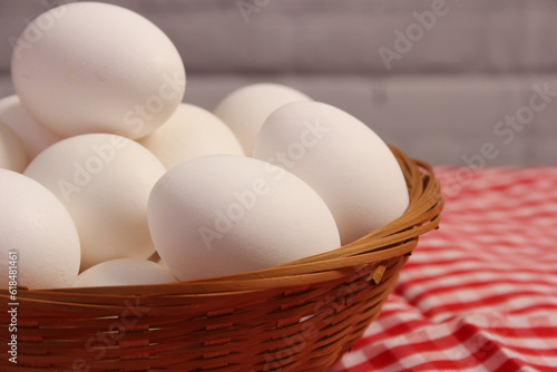 Wallpaper Mural Basket of Farm Fresh Eggs on Red and White Checkered Fabric Torontodigital.ca