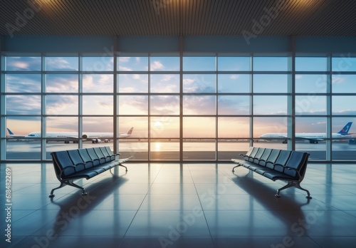 Modern airport waiting room.