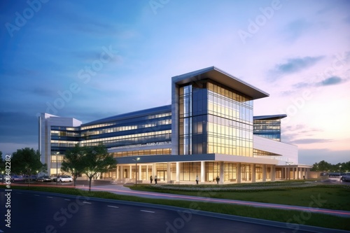 Foto Futuristic hospital boasting modern architecture