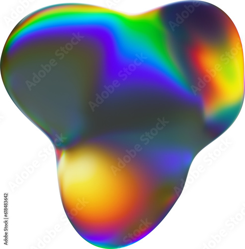 Vibrant Colorful Gradient Chromatic Primary Fluid Rainbow Iridescence Transparent Glass Abstract Blob Shapes