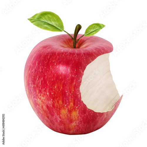 Foto Half eaten red apple isolated on transparent background
