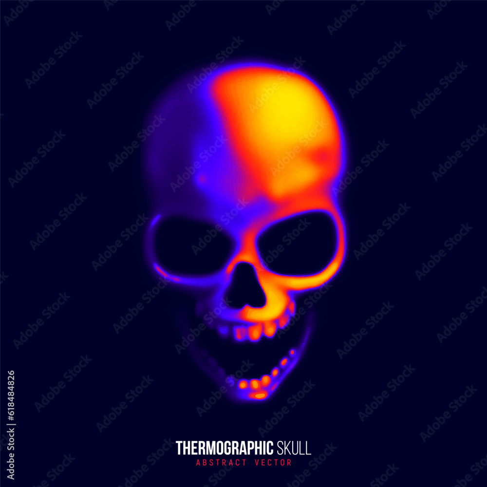 Abstract infrared thermographic skull. Danger internet virus, technical problem or system error. Vector illustration. Abstract infrared thermographic skull. Danger internet virus, technical problem or system error. Vector illustration.