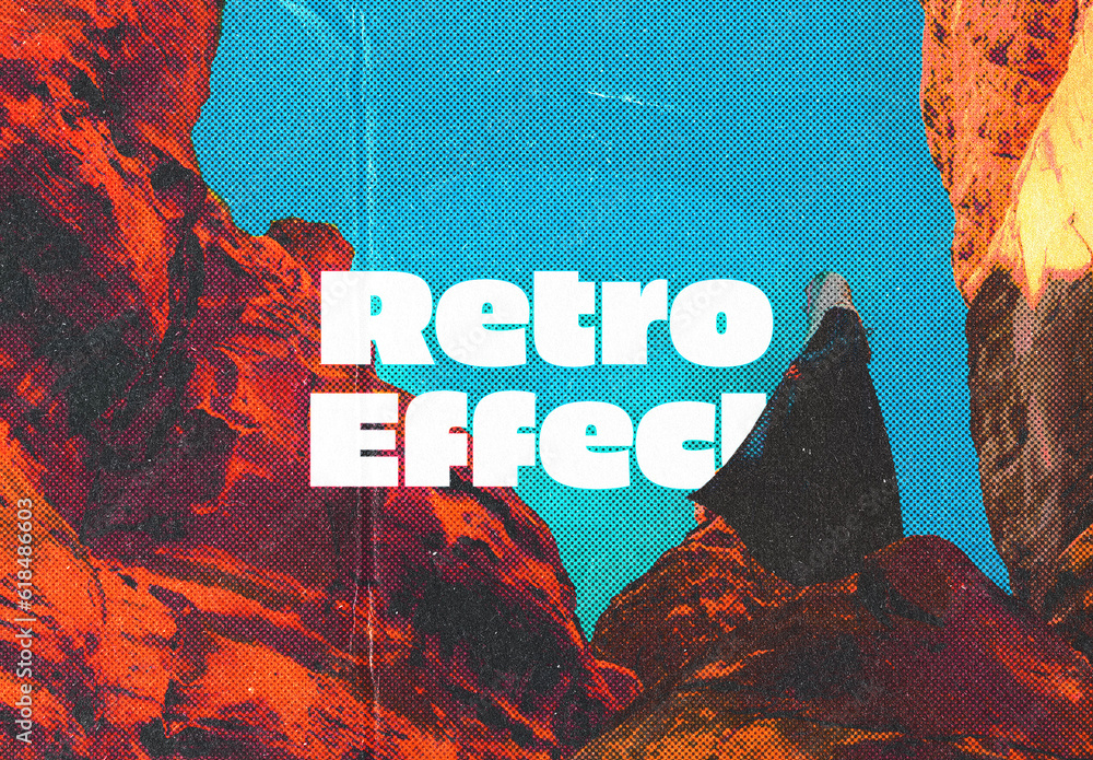 Retro Magazine Halftone Photo Effect Mockup Stock Template Adobe