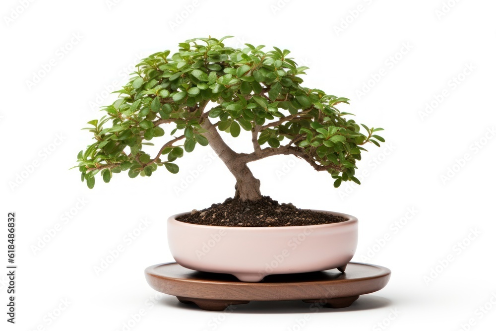 Miniature bonsai on white background generative ai Miniature bonsai on white background generative ai