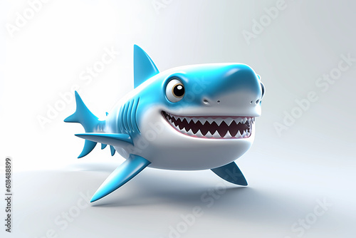 Funny 3D shark. AI generation