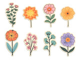 Cute flower sticker on white background, illustration minimalism, pastel colors Generative AI
