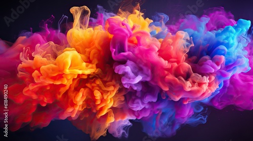 Bright, colorful smoke. Generative AI.