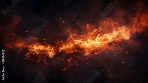 Fire and flying fire particles, Fire sparks background, abstract Fire and fire sparks, fire overlay,  Flames on isolated black background, Generative AI © Azlan Art 