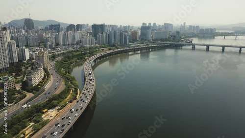 Wallpaper Mural Aerial View of traffic through an intersection at Mapo Bridge Seoul South Korea Torontodigital.ca