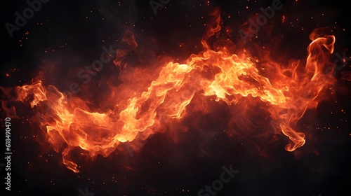 Fire and flying fire particles  Fire sparks background  abstract Fire and fire sparks  fire overlay   Flames on isolated black background  Generative AI