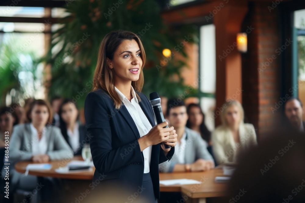 Confident businesswoman delivering a presentation