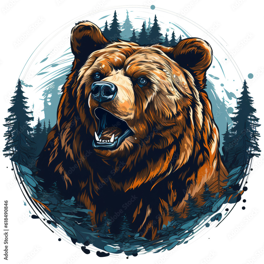 Bear logo symbol isolated on the transparent background PNG. AI ...