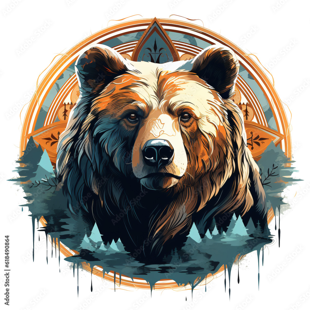 Bear logo symbol isolated on the transparent background PNG. AI ...