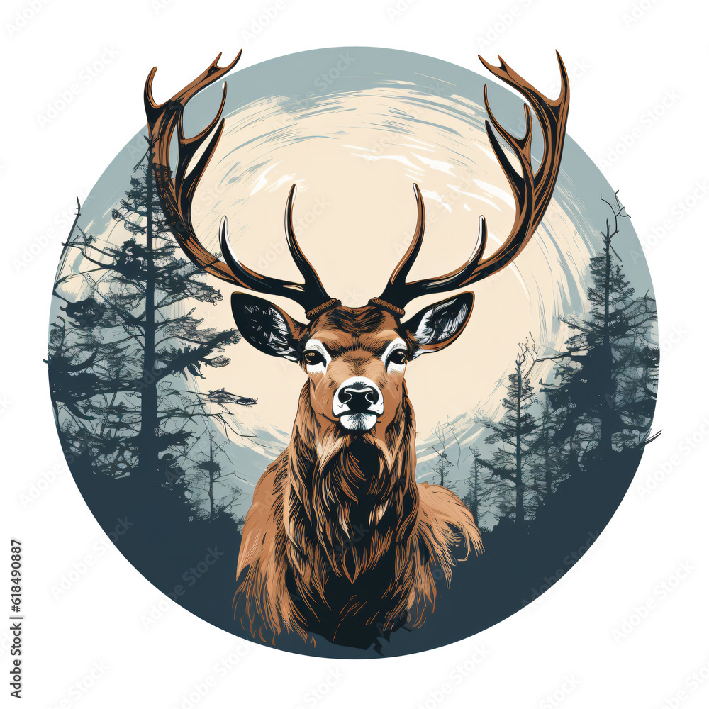Deer logo symbol isolated on the transparent background PNG. AI ...