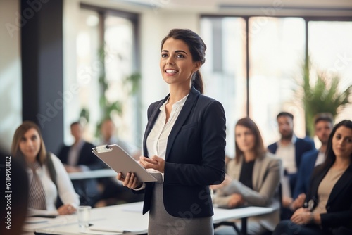 Confident businesswoman delivering a presentation