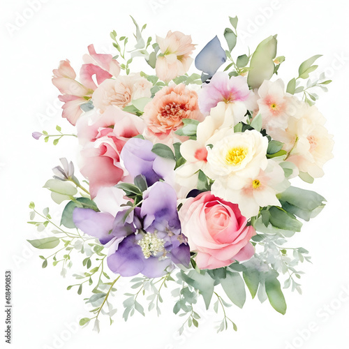 flower bouquet  clipart  watercolor effect  white background