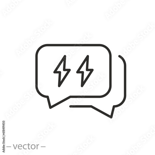 rude answer icon, flash message, bad feedback, thin line symbol - editable stroke vector illustration