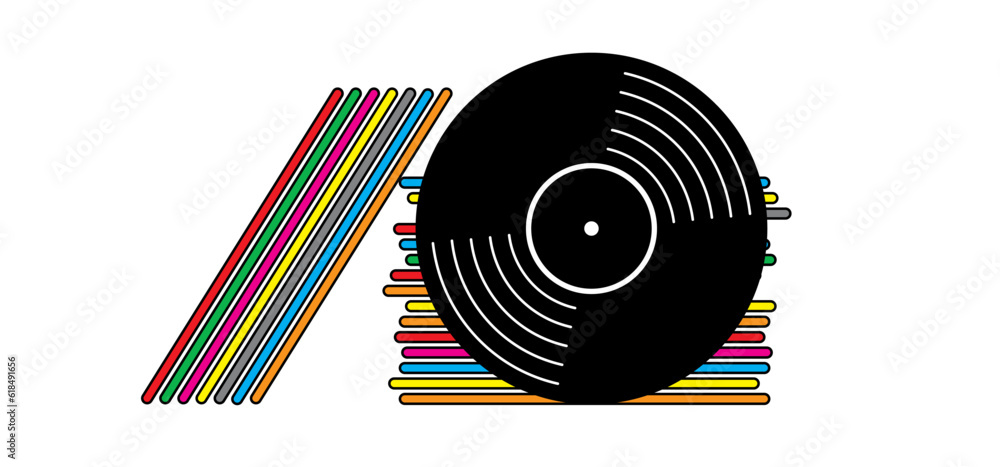 Audio Lp Icon Cartoon vinyl or lp icon symbol. dj symbol. retro vinyl record album ...