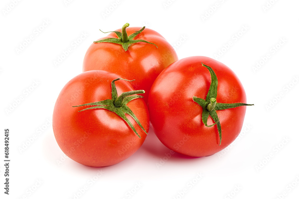 Tomatoes, isolated on white background.