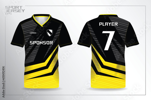 black and yellow sport jersey for football and soccer shirt template