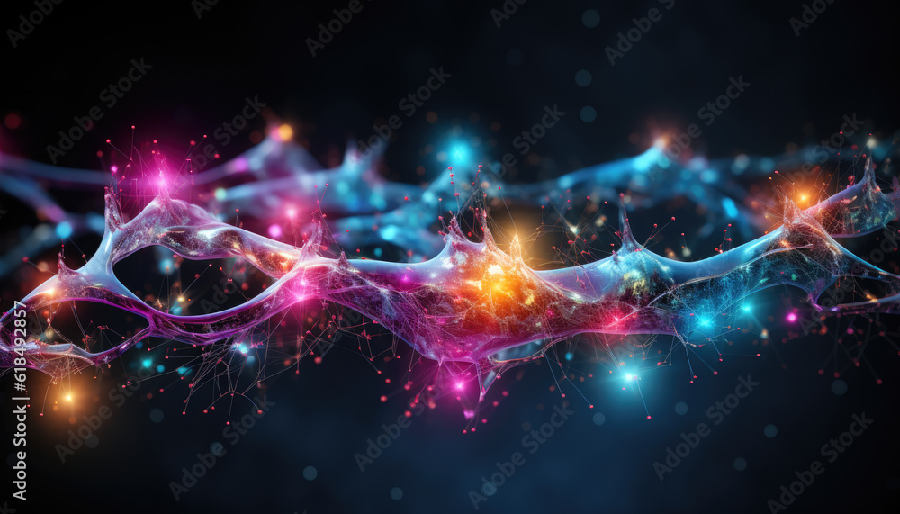 Fototapeta premium Electrifying AI Neural Harmony, created with Generative Al technology.