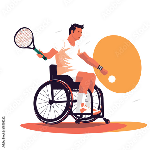 Man in wheelchair playing tennis vector isolated