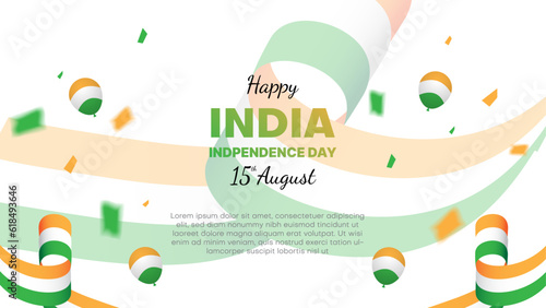 india independence day card or banner with balloons and confetti. vector illustration