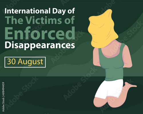 illustration vector graphic of a woman tied up with her head covered, perfect for international day, the victims of enforced disappearances, celebrate, greeting card, etc.