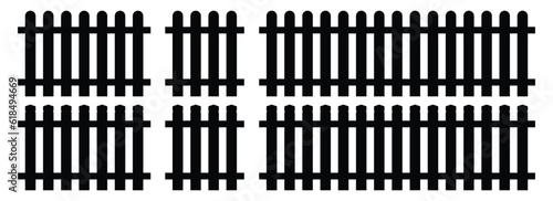 Set of fence silhouette in flat style 11