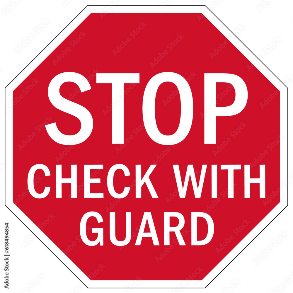 Stop gate security sign check with guard Stop gate security sign check with guard