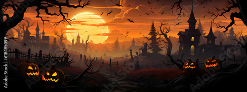 Behold the haunted house and Halloween pumpkin, a symbol of spooky delights! With a mischievous grin and glowing eyes, it exudes a festive charm. AI Generated