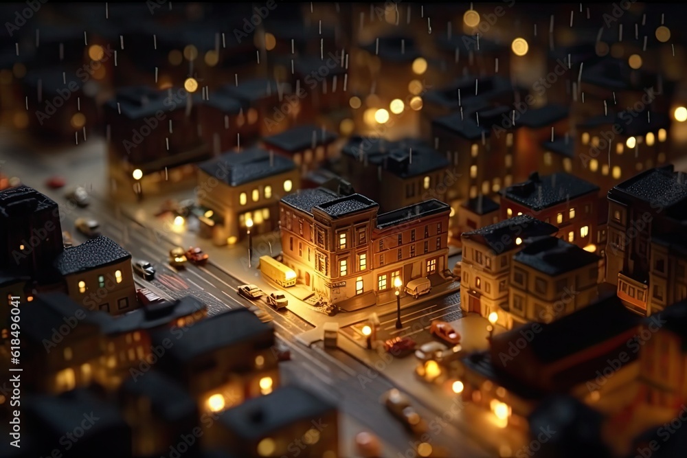 miniature city nightlife Generative Ai