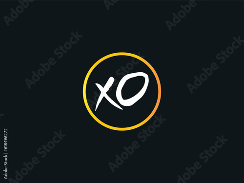 XO ox Initial Brush Effect Logo Letter Template Design