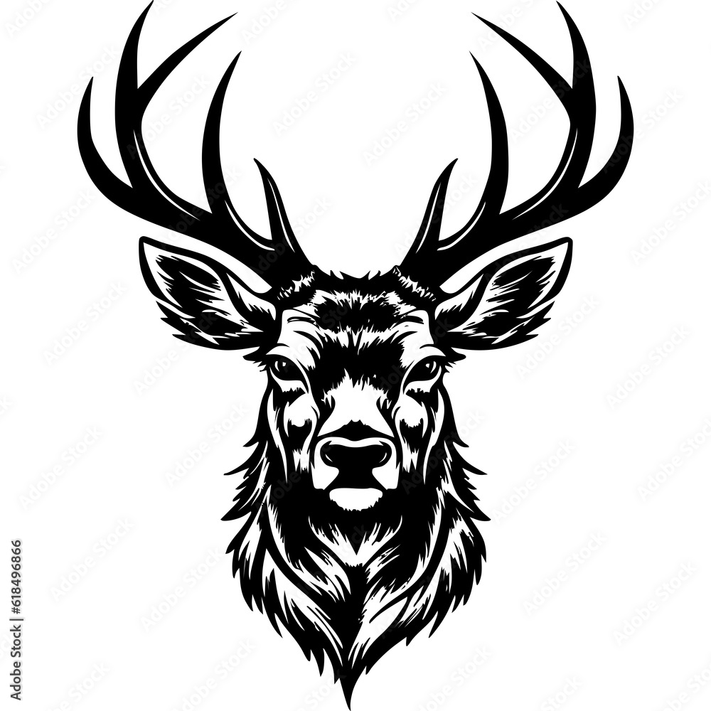 Deer Hand drawn Head Vector Illustration Deer Hand drawn Head Vector Illustration