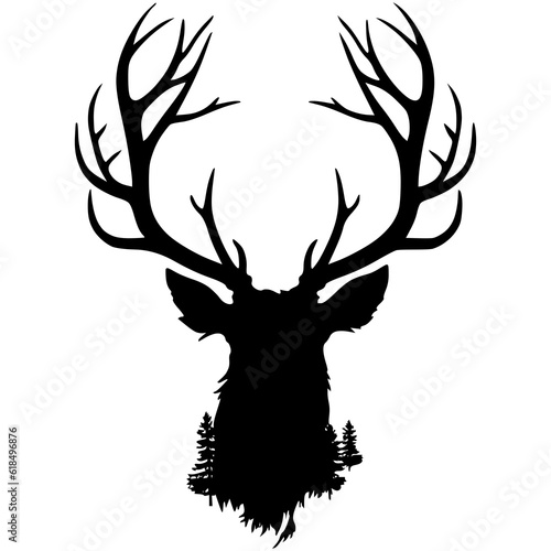 Deer Head Hand drawn Silhouette Vector illustration