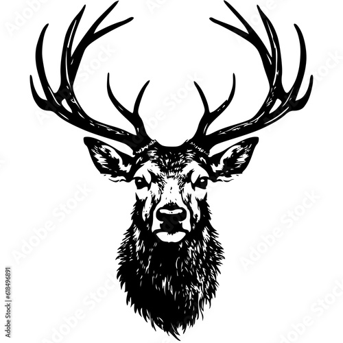 Deer Head Hand drawn Vector Silhouette