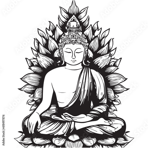 Mandala design with Buddha image photo