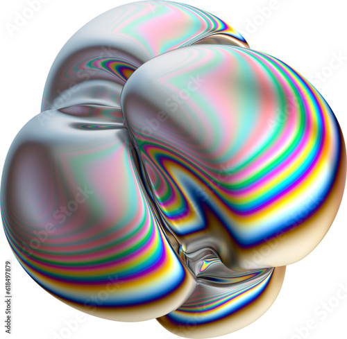 3D Abstract Bubble Metalic Glass Inflated Spectrum Dispersion Warped Shape