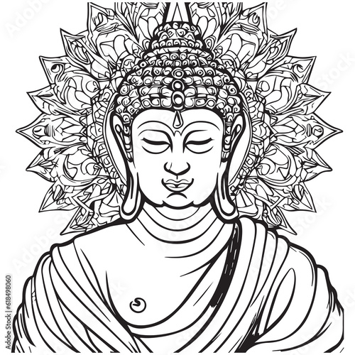 Mandala design with Buddha image photo