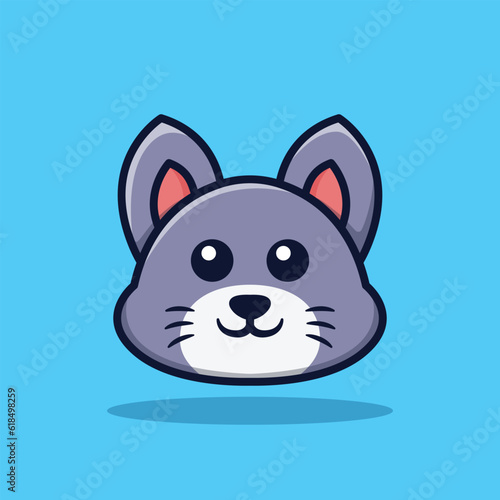 Cute Cat Head Vector Illustration Isolated