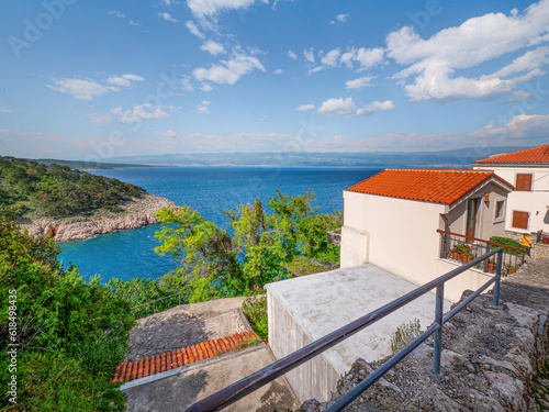 Vrbnik, Insel Krk, Kroatien, Panorama, Blick nach Rijeka