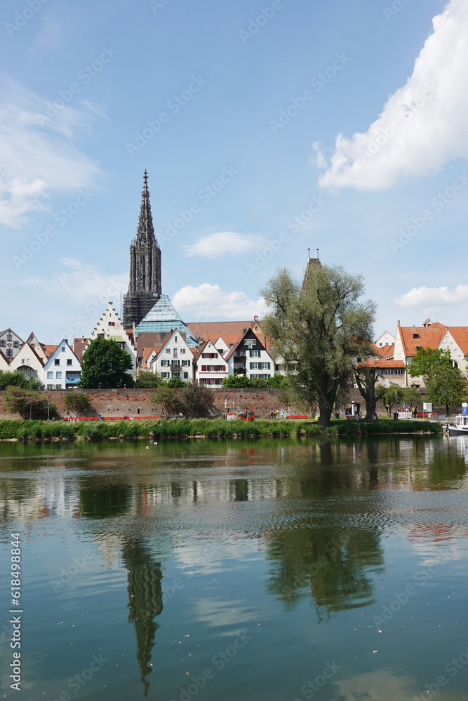 The riverside of the Danube river in Ulm, Germany