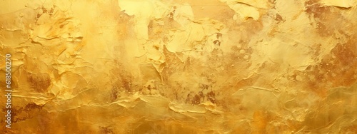 Closeup of abstract rough gold art painting texture, with oil brushstroke, pallet knife paint on canvas (Generative Ai) photo