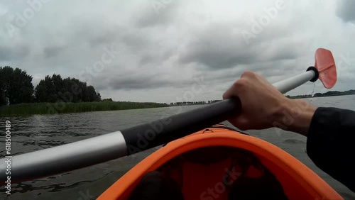 Kayaking on a Pivdennyi Buh River Southern Bug Ukraine. photo
