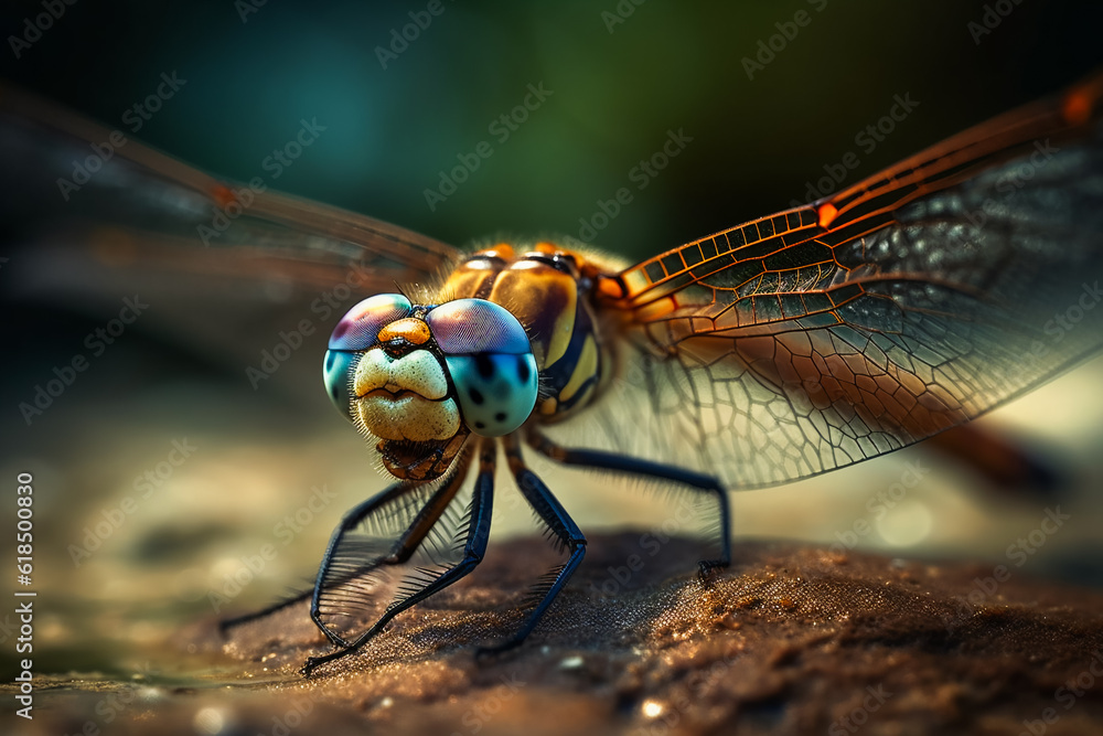 Fascinating shot of a dragonfly. AI Generated Fascinating shot of a dragonfly. AI Generated